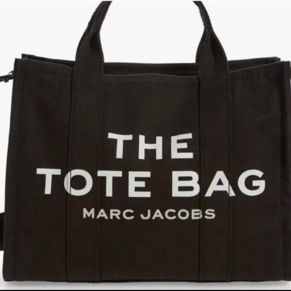 Marc Jacobs Black Canvas Tote Bag with Bold Branding
